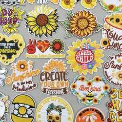 Parches bordados de girasoles para ropa, parches para planchar DIY, parches fusibles de Margarita de dibujos animados para ropa, apliques adhesivos