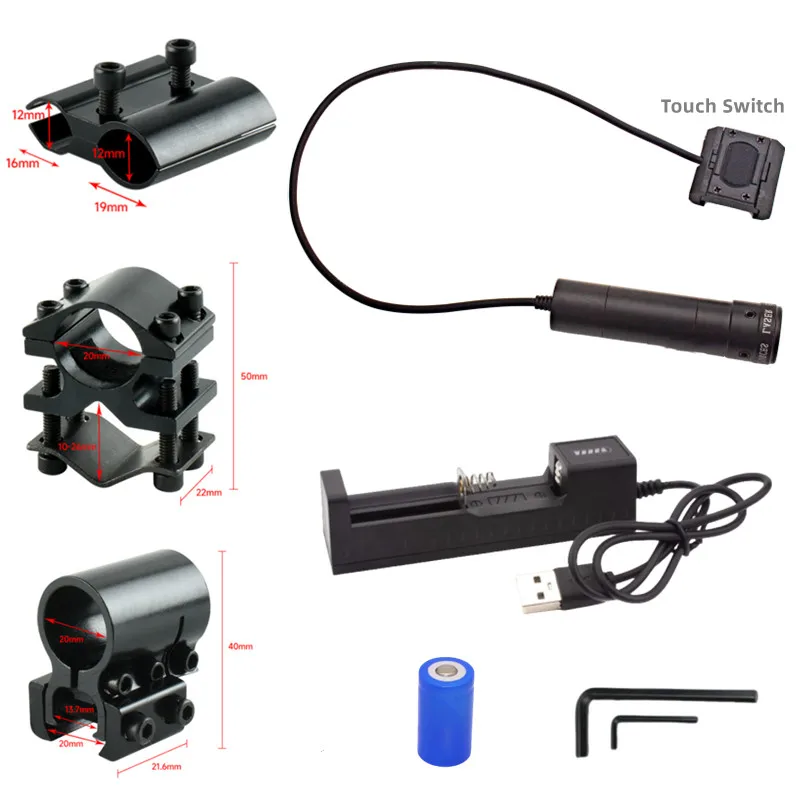 Mira láser táctica con punto rojo y verde, montaje en riel Picatinny ajustable de 11mm y 20mm con batería y interruptor de extensión - imagen 4