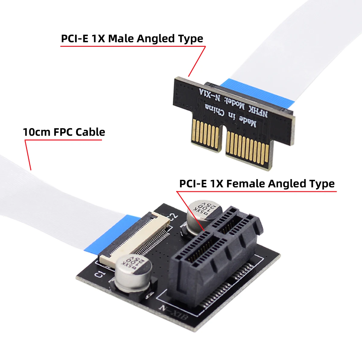 CY PCI-E Express 1X Slot Riser Card, extensor de perfil bajo, cinta flexible, Cable de reubicación, 10cm, ángulo de 90 grados - imagen 3