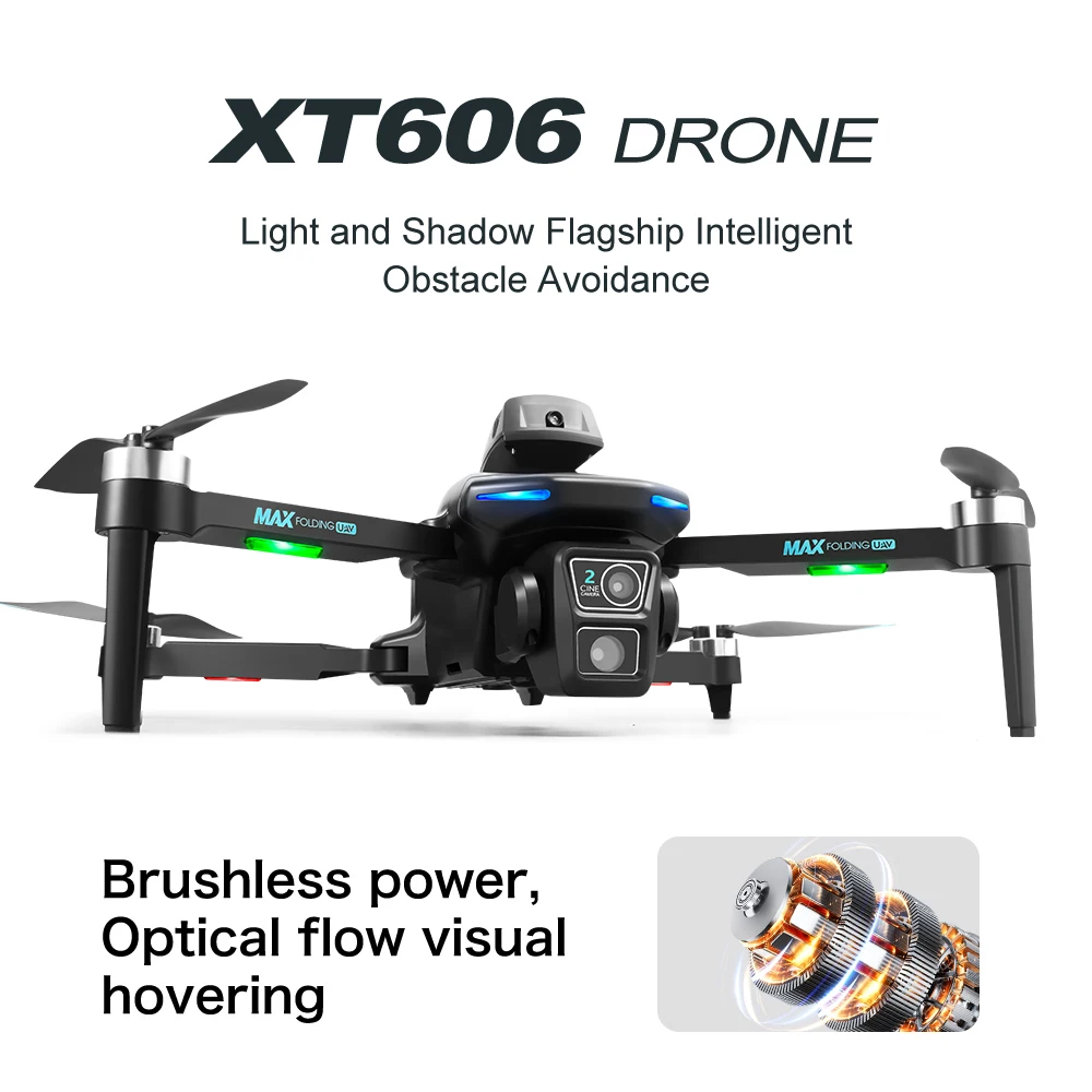 XT606 drone 8K HD cámara dual motor sin escobillas WIFI inteligente evitación de obstáculos fotografía aérea plegable quadcopter juguete - imagen 4