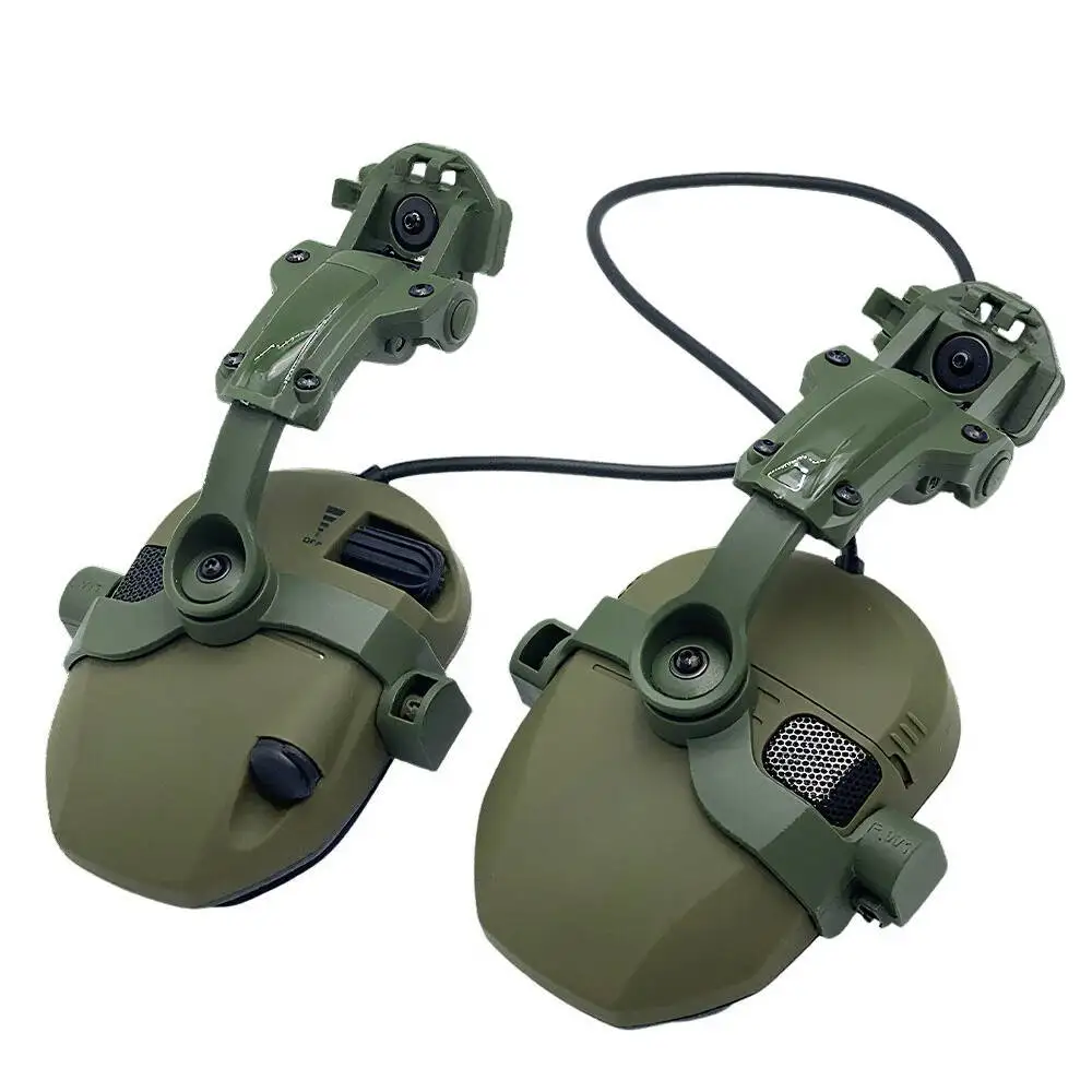 Orejeras electrónicas montadas en casco activo para protección auditiva táctica amplificación de sonido reducción de ruido auriculares de caza - imagen 3