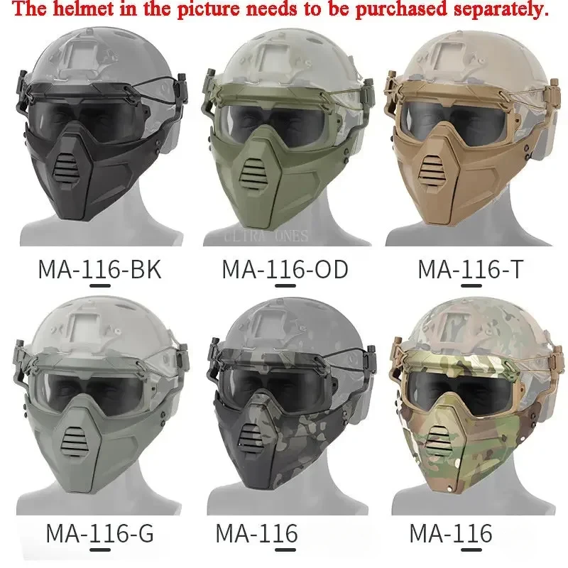 Máscara táctica Cs Wargame Airsoft deportes máscaras semi cubiertas con gafas tiro caza cara Sheild accesorios para deportes al aire libre - imagen 2