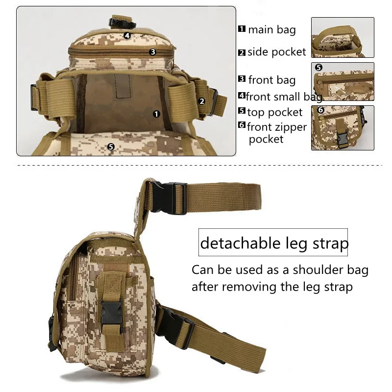 Bolsa de muslo CS para pistola de aire, bolsa de cintura de montañismo, bolsa de pierna colgante de camuflaje, equipo de caza y camping - imagen 5