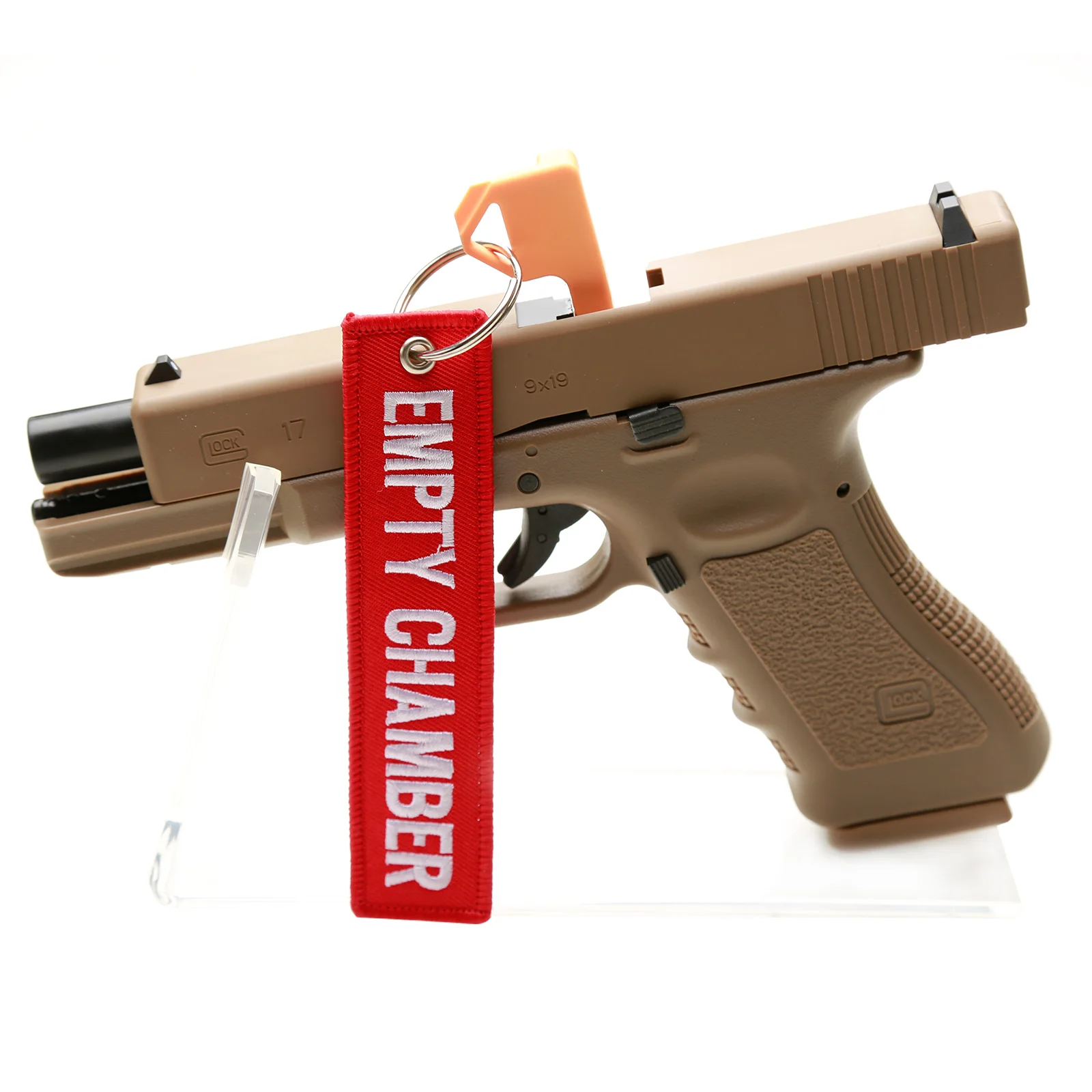 Llaveros de cámara vacía, indicador de etiqueta de seguridad de aviación, letra roja de doble cara, llaveros bordados, banderas, 6 uds. - imagen 3