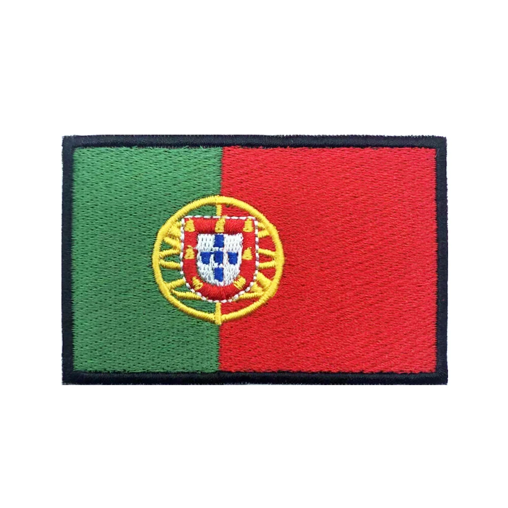Parches de Portugal con bandera portuguesa, brazalete, parche bordado, gancho y bucle, insignia bordada con hierro, raya militar