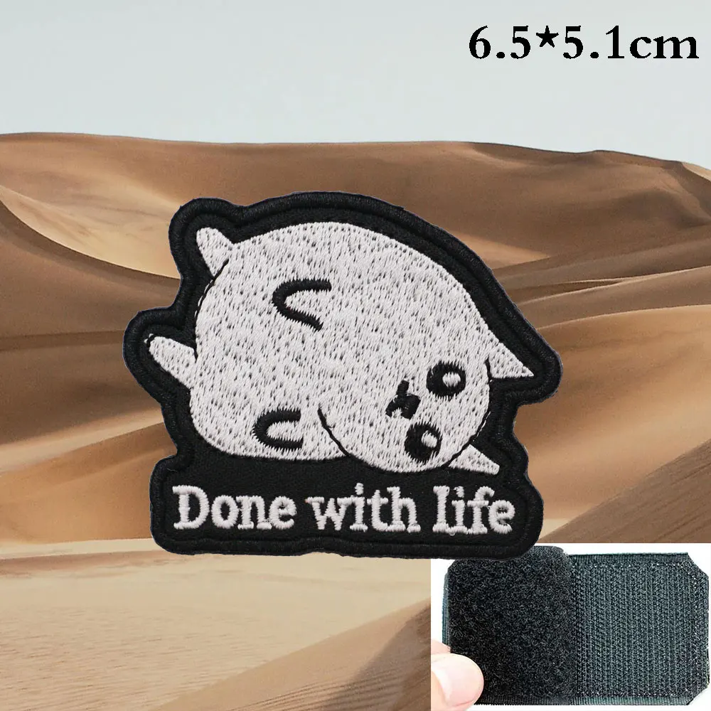 Parches bordados de gato interesante, aplique de etiqueta de costura, banda de motorista punk, insignias de ropa de Rock con respaldo de gancho o coser - imagen 5