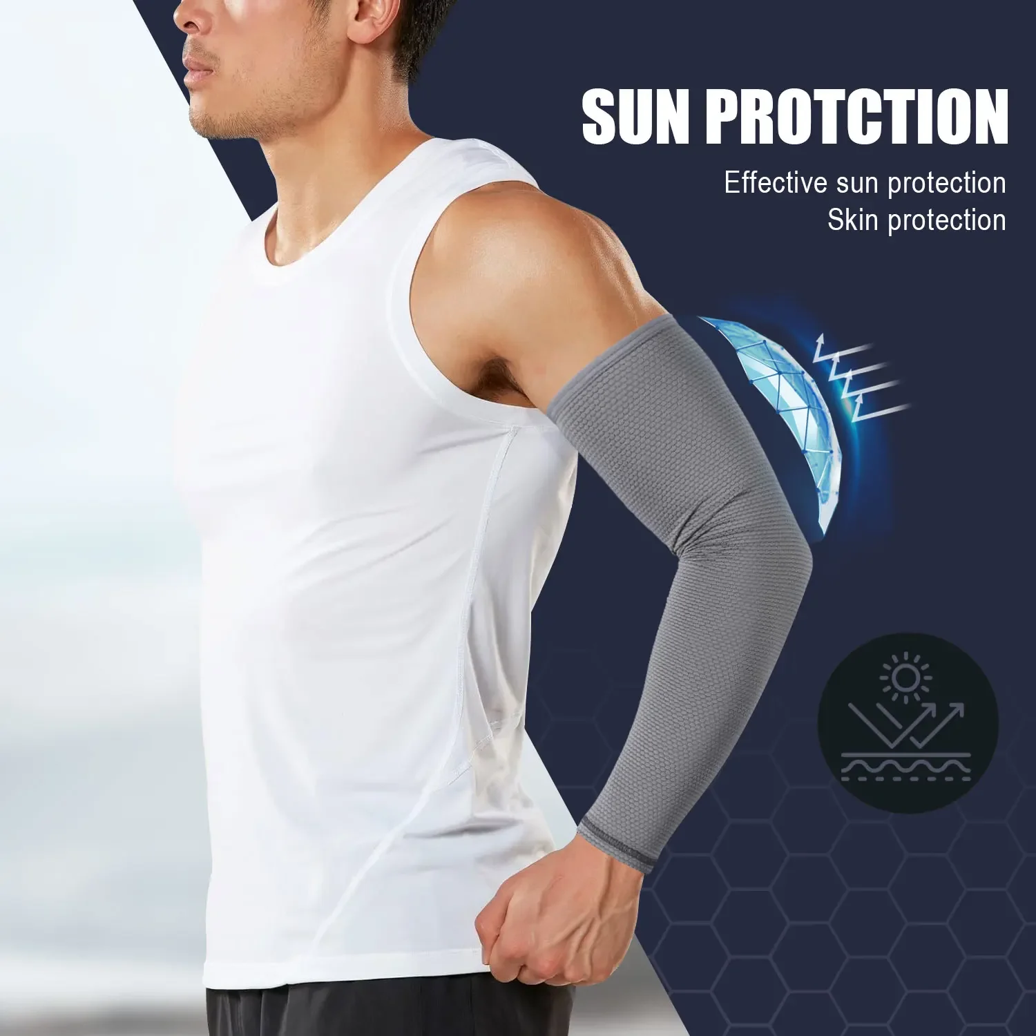 Calentadores de brazo deportivos con protección solar, refrigeración, protección UV, para exteriores, senderismo, Camping, correr, bicicleta, pesca, baloncesto, ciclismo - imagen 3