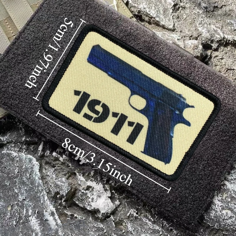 Parche de pistola 1911, insignia de moral táctica, estampado militar, gancho y bucle, mochila, ropa, accesorios decorativos, pegatina, brazalete - imagen 4