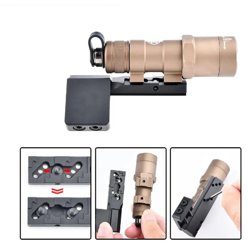 Wadsn-Base de montaje Offset de linterna M300 M600 para PIcatiny Mlok keymod, accesorios de luz de explorador al aire libre - imagen 2