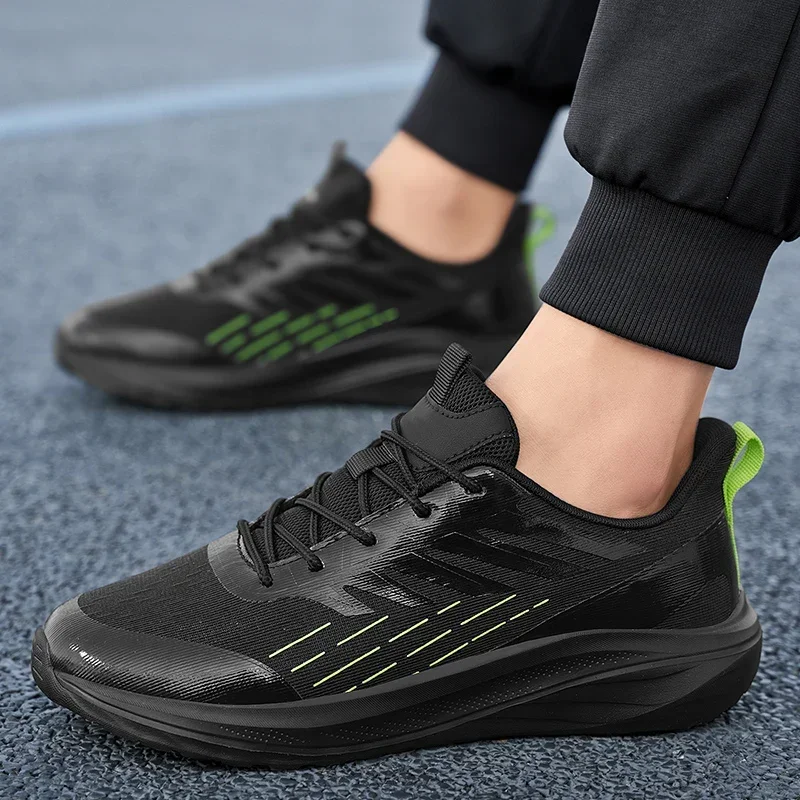 Zapatos deportivos para hombre con cordones, zapatos informales blancos y negros para caminar, tenis, trabajo, gimnasio, cómoda, ligera, suela suave de malla, 2025 - imagen 2