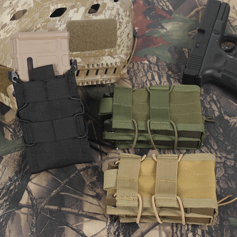 Soporte de cargador táctico, bolsa doble para revista de 5,56mm y 7,62mm, bolsas Molle de extracción rápida para AK AR M4 HK416, funda para cartuchos de Rifle - imagen 5