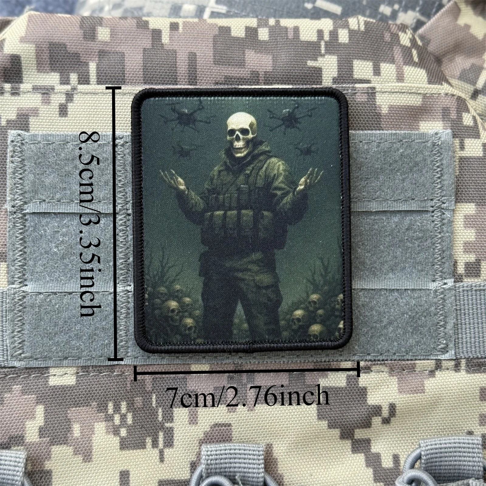 Chevron-insignia de moral divertida con esqueleto táctico, parche impreso, brazalete militar, gancho y bucle, accesorios para mochila al aire libre, pegatinas - imagen 2