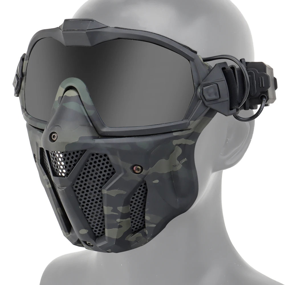 Máscara táctica Airsfot de estilo militar, máscara de cara completa para Paintball con gafas Aiti antiniebla, equipo de protección para ojos, nariz, boca y Oreja - imagen 5