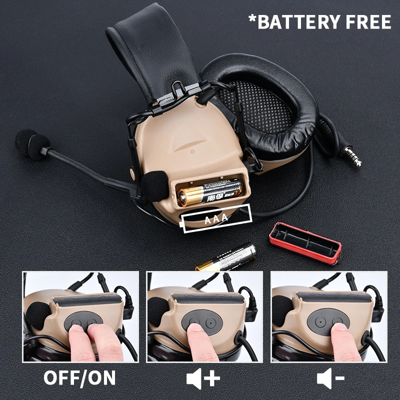 WADSN-auriculares tácticos C2 COMTAC II, Kenwood U94 PTT, reducción de ruido, caza, explorador, tiro, protección auditiva al aire libre - imagen 4