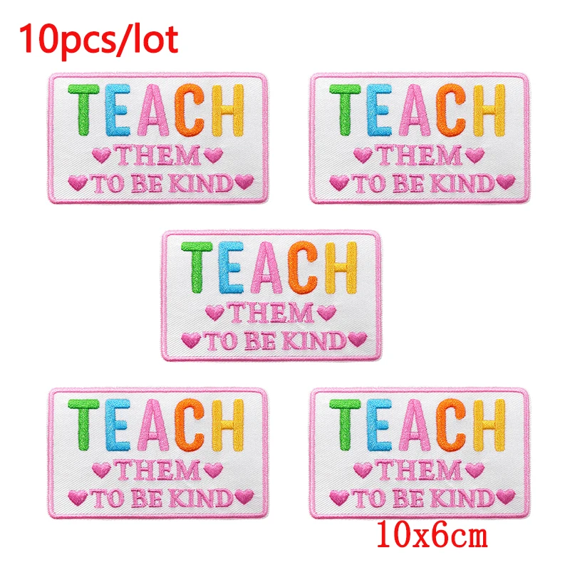 10 unids/lote de parches bordados con letras de dibujos animados, parches termoadhesivos para planchar para ropa, parches para ropa, mochila, sombrero, decoración DIY - imagen 4