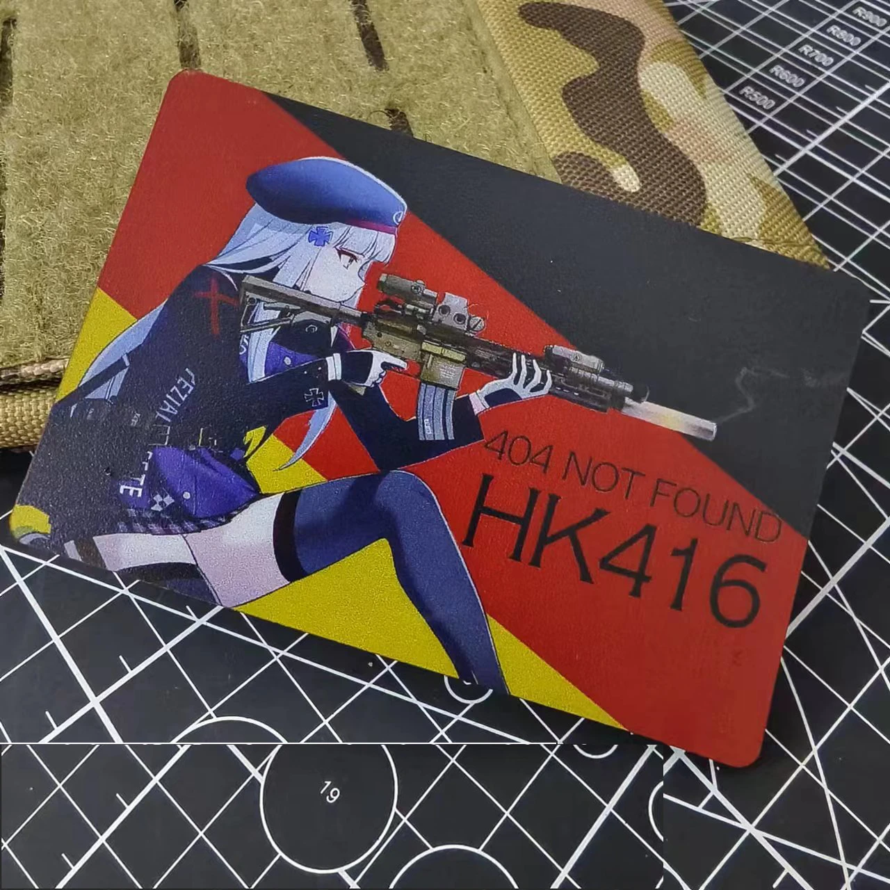 Parche bidimensional HK416 de primera línea para niñas, 404 sin encontrado, pistola táctica con estampado, brazalete de PVC para niñas, mochila para ropa al aire libre - imagen 4