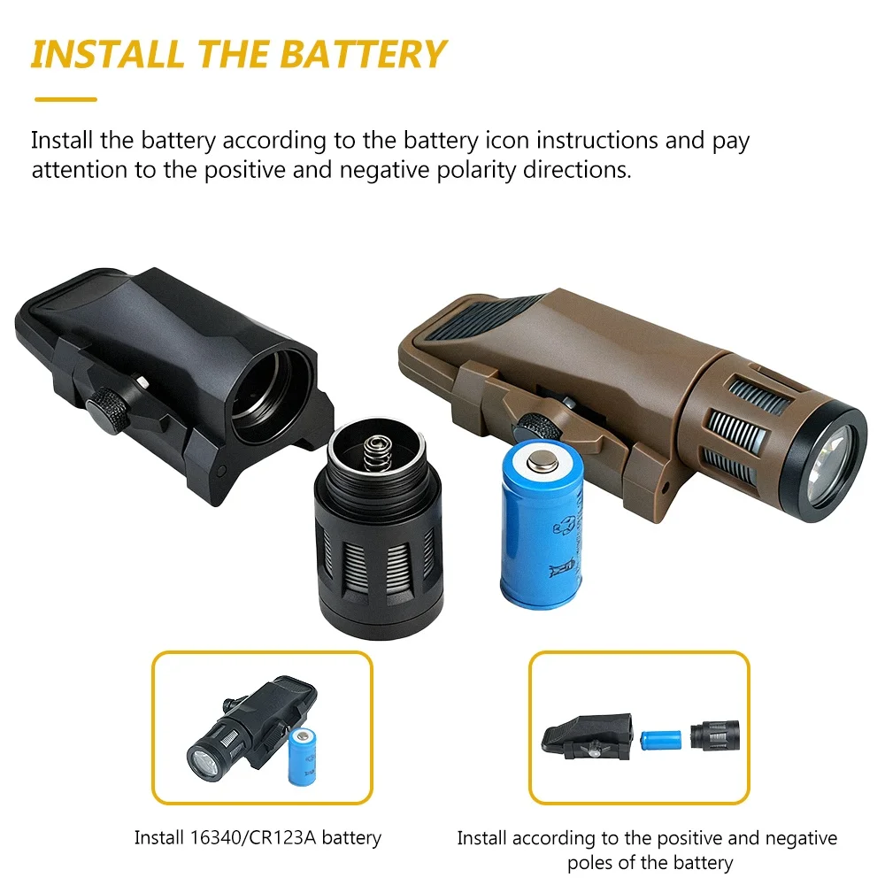 BOOIU linterna táctica WML-G2 luz LED estroboscópica Airsoft al aire libre 400 lúmenes linterna de caza impermeable Camping antorcha fuerte - imagen 5