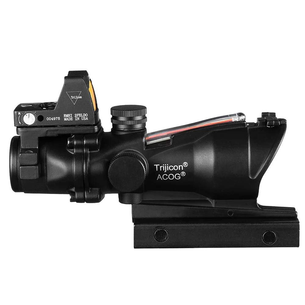 Stock en EE. UU., fuente de fibra roja 4x32, alcance de fibra Real con mira de punto rojo, versión marcada, instrumento óptico elevador negro - imagen 5