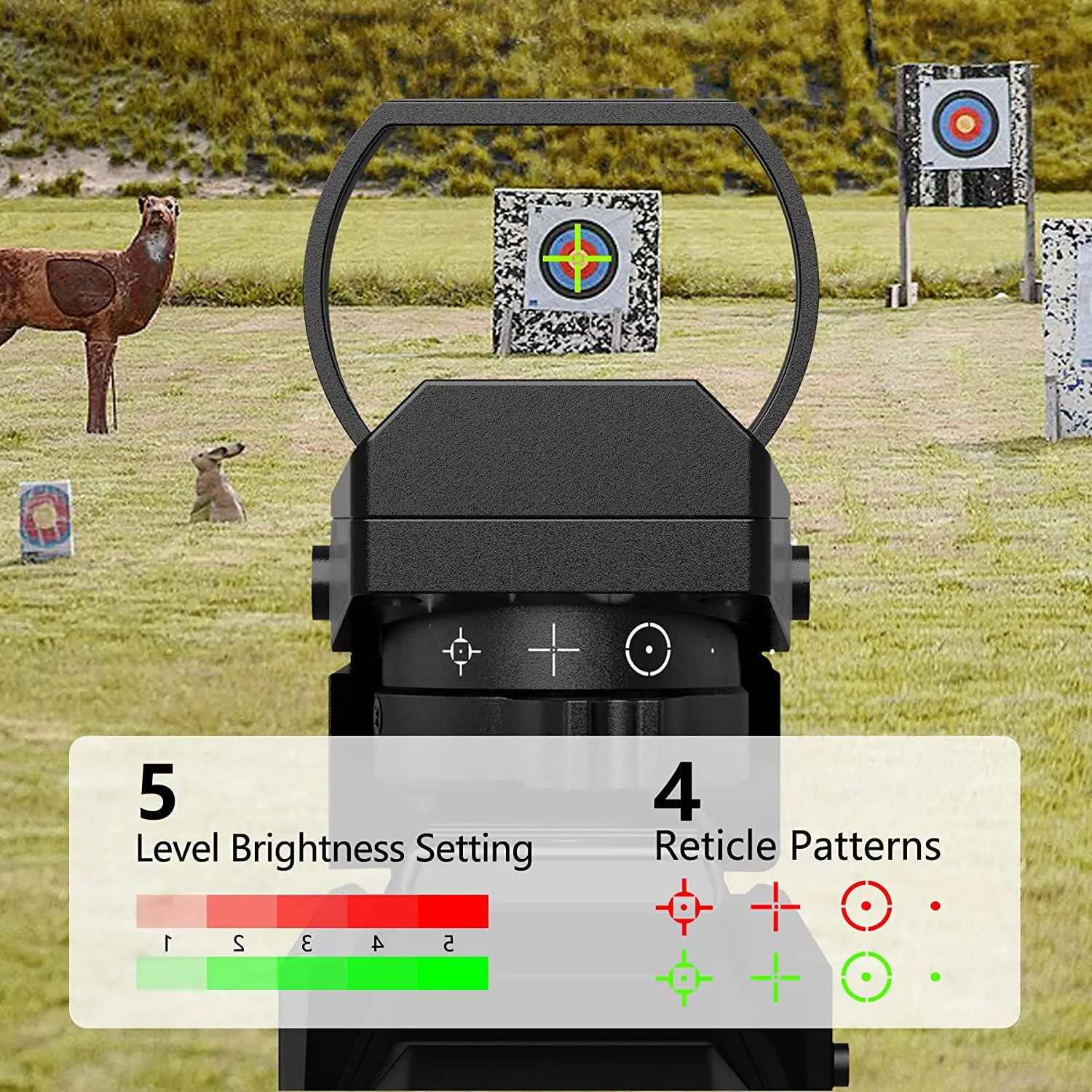 Mira telescópica táctica de punto rojo, 4 retículas, colimador, reflejo, Airsoft, mira óptica de caza para riel de 11mm/20mm - imagen 4