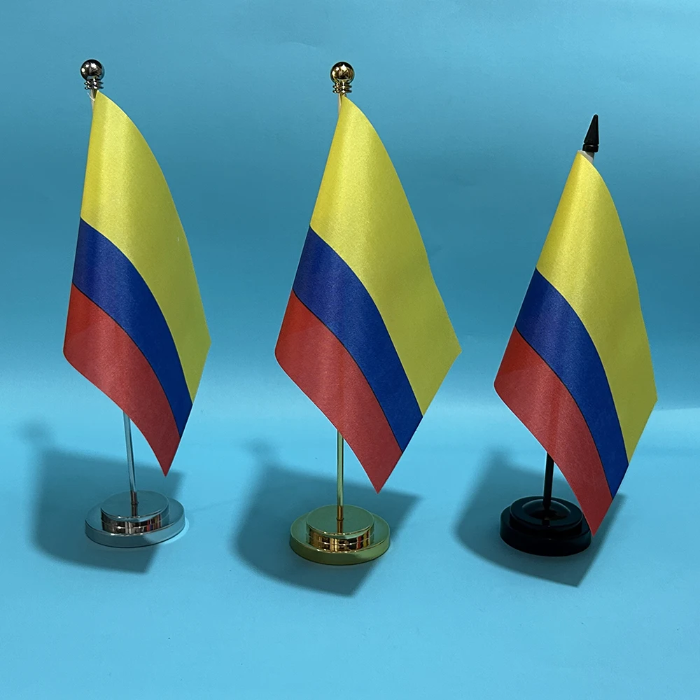 BANDERA DE SKY, bandera de escritorio de oficina de Colombia, 14x21cm, poliéster, bandera nacional de Colombia, adornos de escritorio, banderas