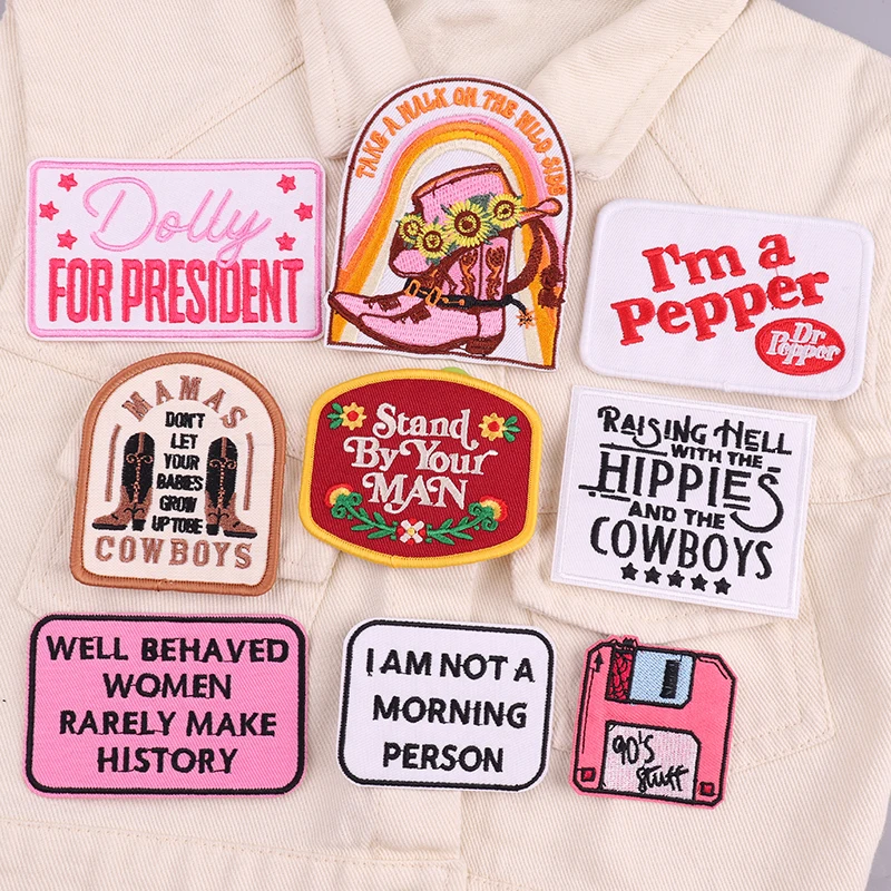 Parches para planchar YK2 para ropa, parche bordado de vaqueras para pantalones vaqueros, parche Fuisible Hippies para decoración, insignias con logotipo, apliques - imagen 3