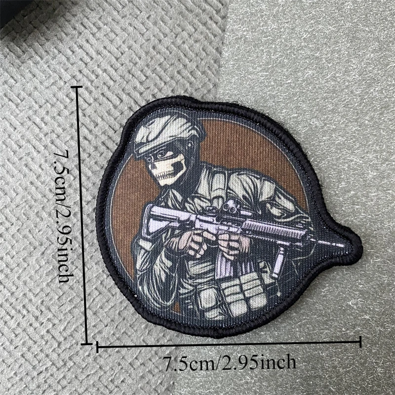 Insignia de moral de calavera de guerrero, parches de tela impresos, brazalete militar táctico, gancho y bucle, ropa, mochila, accesorios, pegatinas - imagen 3