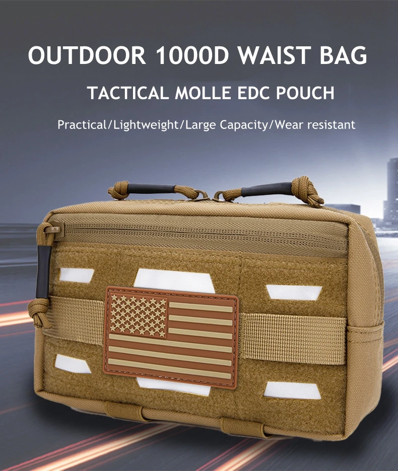 Riñonera táctica Molle EDC vista frontal con sistema Molle