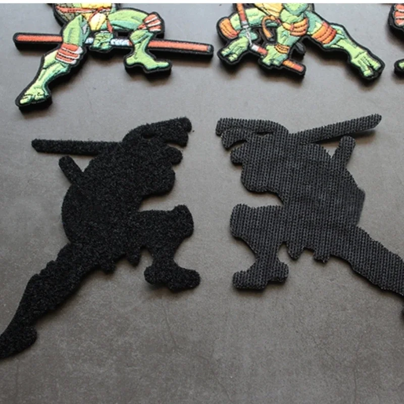 Parches bordados de tortuga, brazalete de gancho y bucle, insignia de moral de Anime en mochila, pegatina de chaleco táctico, parche decorativo - imagen 5