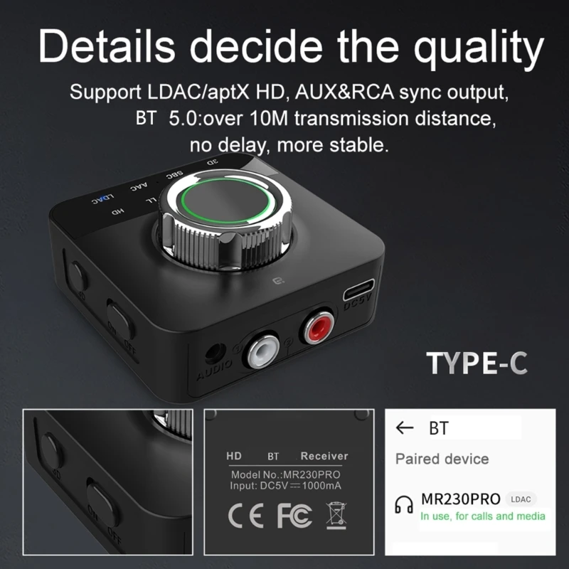 Receptor de Audio HiRes Level MR230PRO LDAC Bluetooth compatible 5,0, adaptador 3D aptX, envío directo - imagen 4