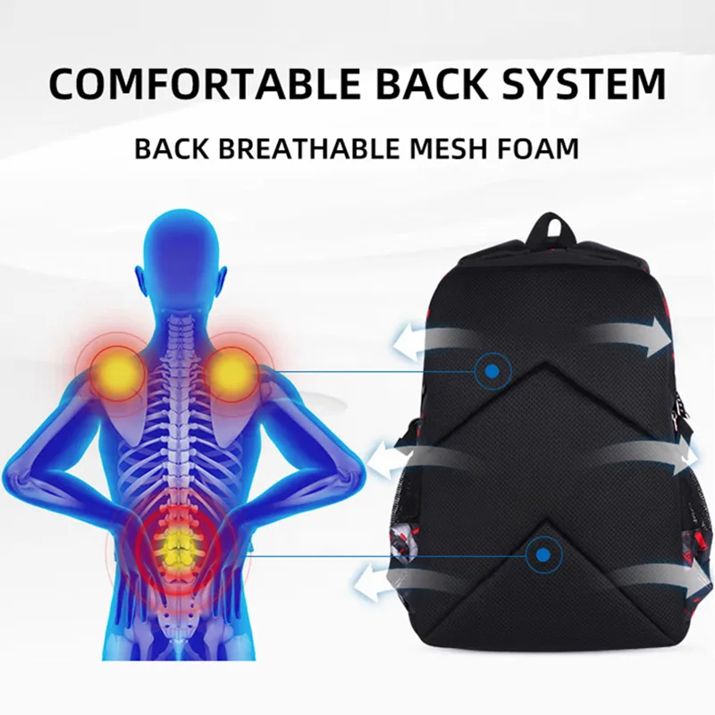 Mochila escolar de fútbol con estampado, bolsa de fútbol de viaje para niño adolescente, malla transpirable de gran capacidad, ligera, a la moda - imagen 5