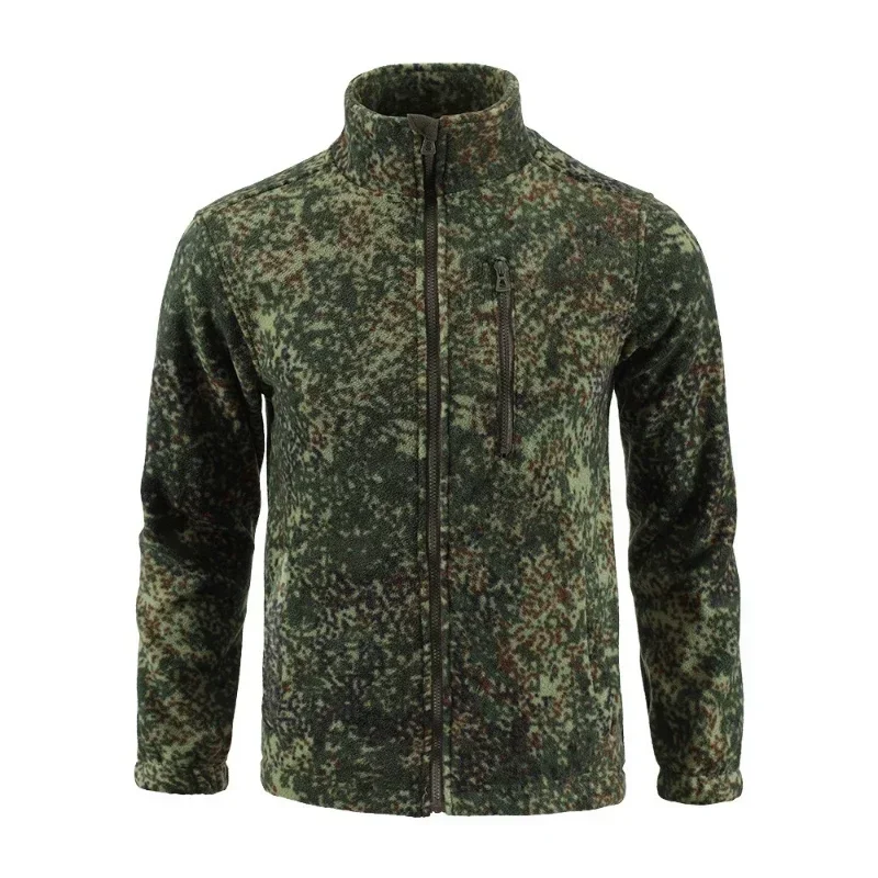 Chaqueta de lana con cuello levantado de camuflaje para exteriores, cárdigan de doble cara, abrigo de carga, tanque interior, cortavientos tácticos, deportes para correr - imagen 2