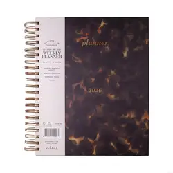 Planificador semanal encuadernación doble bobina, 15 meses desde octubre 2025 a diciembre 2026, planificador tapa