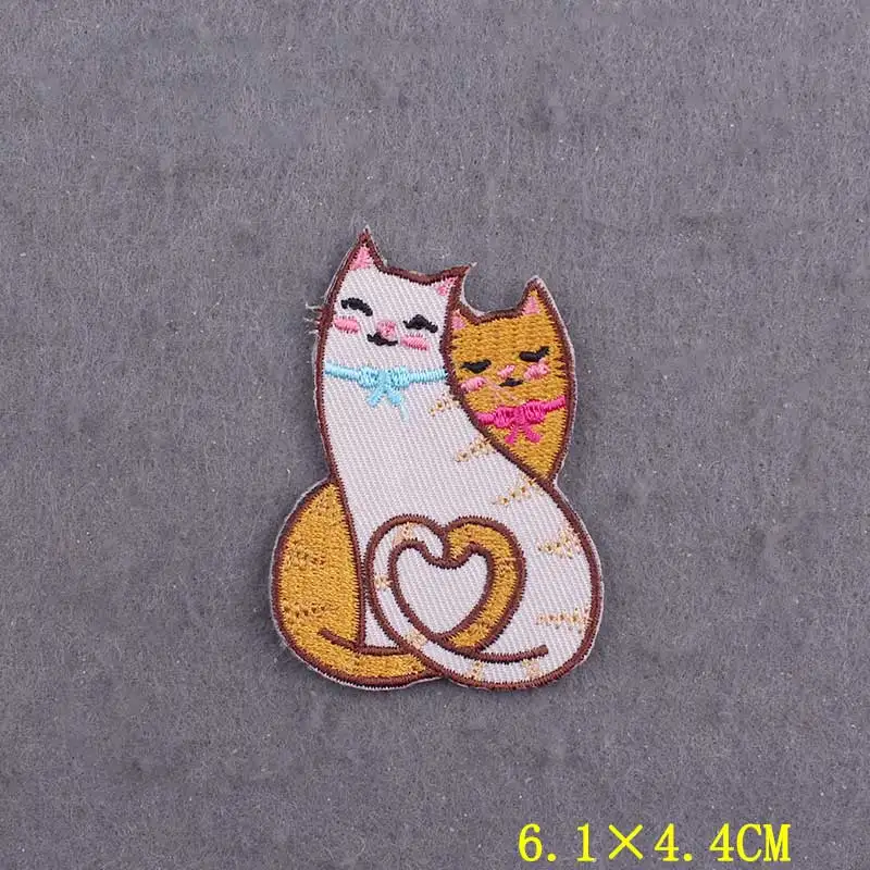Parche de gato bordado para planchar en la ropa, parches de lazo de gancho a rayas, insignias de ropa en mochila, cosas de dibujos animados - imagen 4