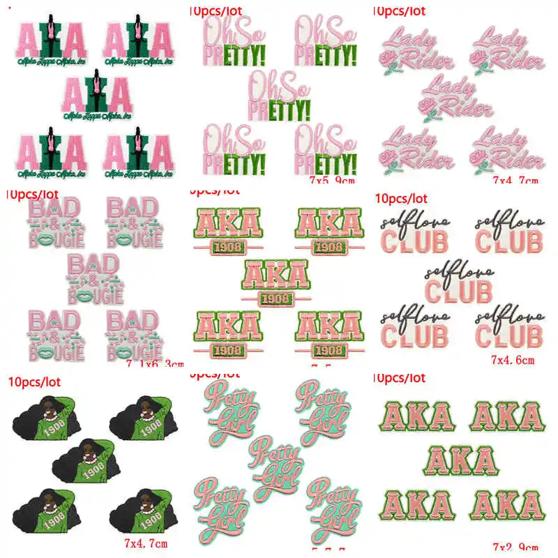 10 unids/lote AKA 1908 parches bordados chica negra 777 parche para planchar para ropa mochila sombreros pegatinas apliques Decoración