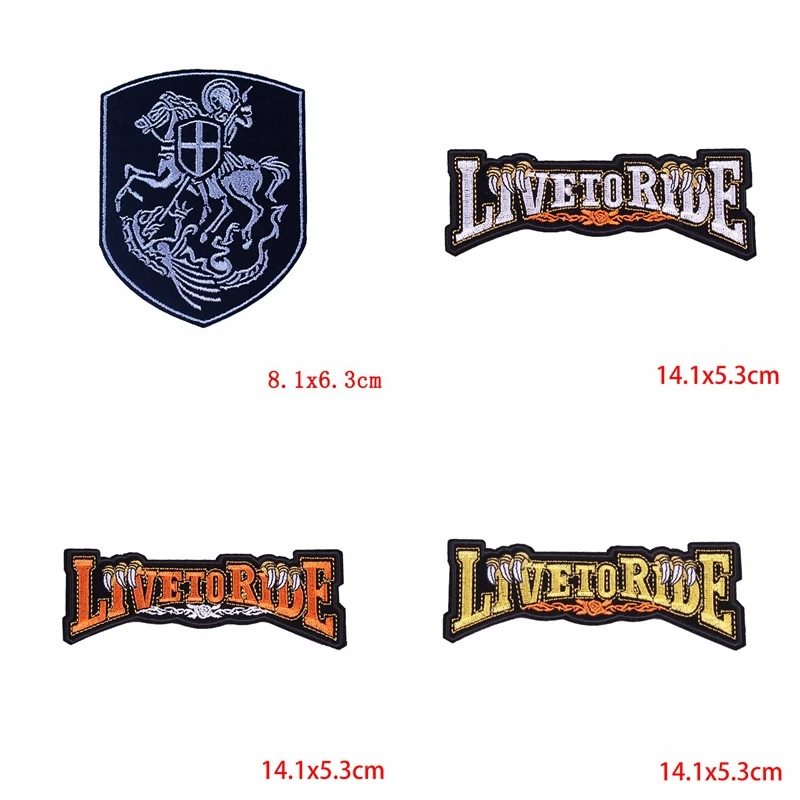 Parche bordado de Live To Ride para motociclista, parches de planchar para ropa, chaqueta, coser/Aplicación de planchado, 10 unids/lote - imagen 2