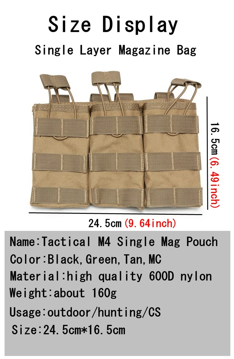 Bolsa táctica para cargadores ripstop con MOLLE y airsoft AK - imagen 3