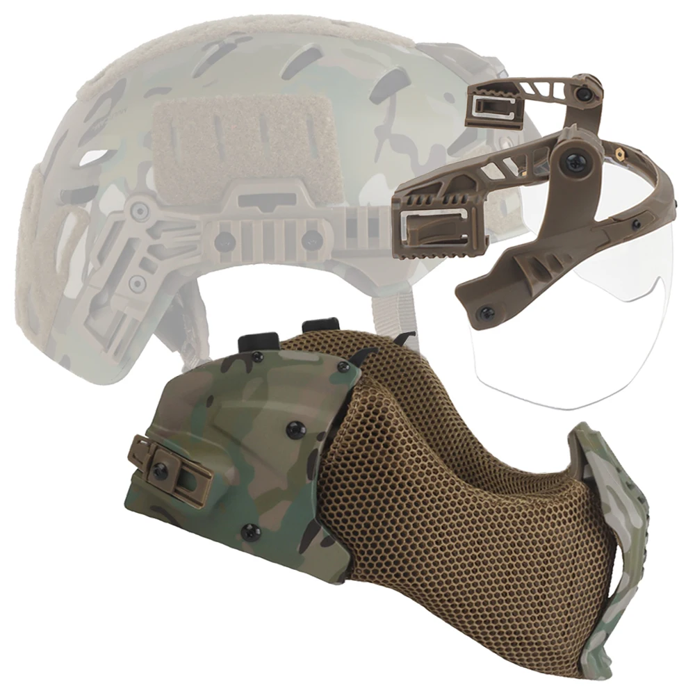 Wendy 3,0 casco táctico conjunto de protección completa con media máscara protector bucal/gafas abatibles/cubierta para las orejas para equipo de Paintball Airsoft - imagen 2