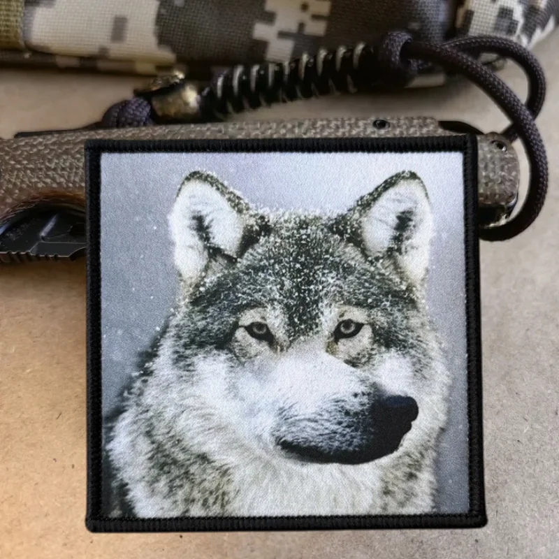 Parche con estampado de lobo militar Chevron, chaleco táctico, insignia de moral con gancho y bucle, pegatinas decorativas para mochila, parches para brazalete para ropa
