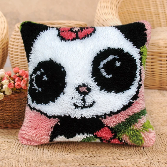 Kits de estera de gancho de pestillo de la serie Bear Cat Panda, paquete de almohadilla de botón DIY bordado, haak Smyrna klink, almohada bordada, knooppakket, nuevo - imagen 5