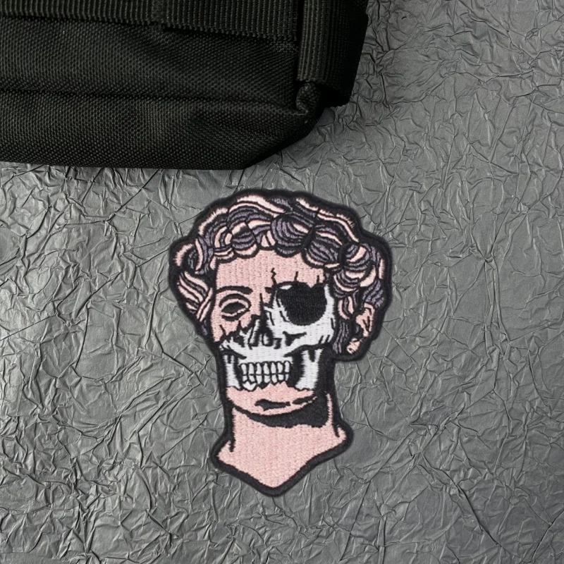 Parche bordado de calavera de David para ropa, insignia de moral táctica, parches de gancho y bucle, pegatinas para mochila, apliques - imagen 4