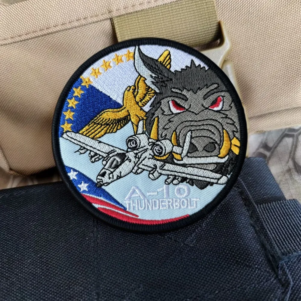 Parche táctico de moral Thunderbolt A-10, divertido bordado de jabalí, emblema de gancho y bucle, insignia militar, brazalete de combate, pegatinas para mochila - imagen 2
