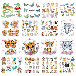 Parche de transferencia de calor de dibujos animados DIY, pegatinas térmicas para planchar ropa, apliques de camiseta, lindo Animal pequeño