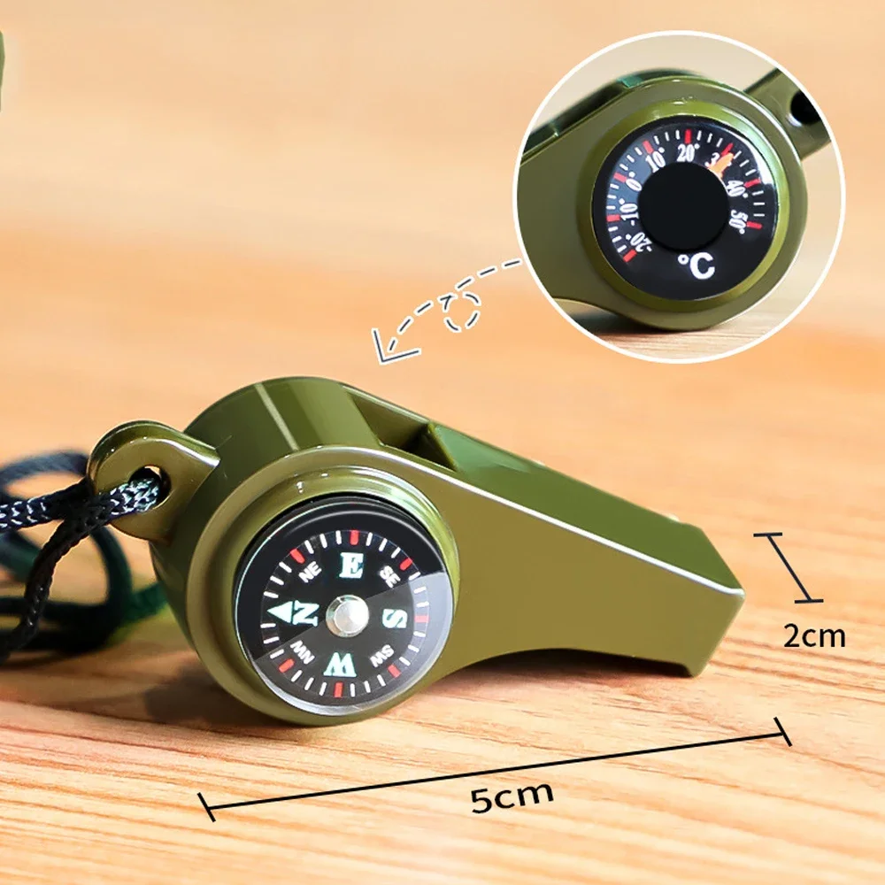 Termómetro con silbato y brújula tres en uno, herramienta de rescate para acampar al aire libre, silenciosa, portátil, multifuncional - imagen 2