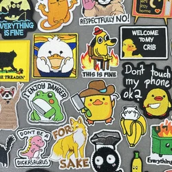 Parche bordado de gato/animal de dibujos animados, parches para planchar para ropa, pantalones vaqueros, parche para coser, apliques, parches Punk para ropa DIY