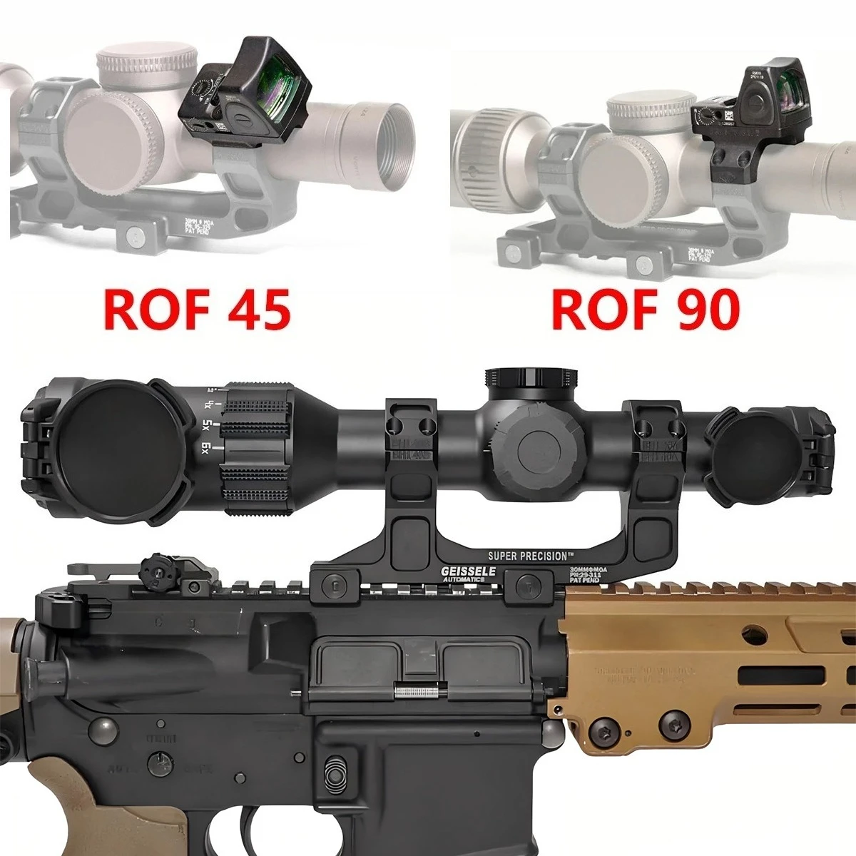 Anillos de montaje de alcance GEISSELE voladizo AR15, súper precisión, 25,4mm, 30mm, anillos de alcance para Rifle, adaptador de montaje Reptilia ROF-45 ROF-90