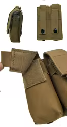 Molle táctico doble 9mm bolsa de revista soporte para linterna, AK AR Rifle Mugger EDC riñonera bolsa de accesorios