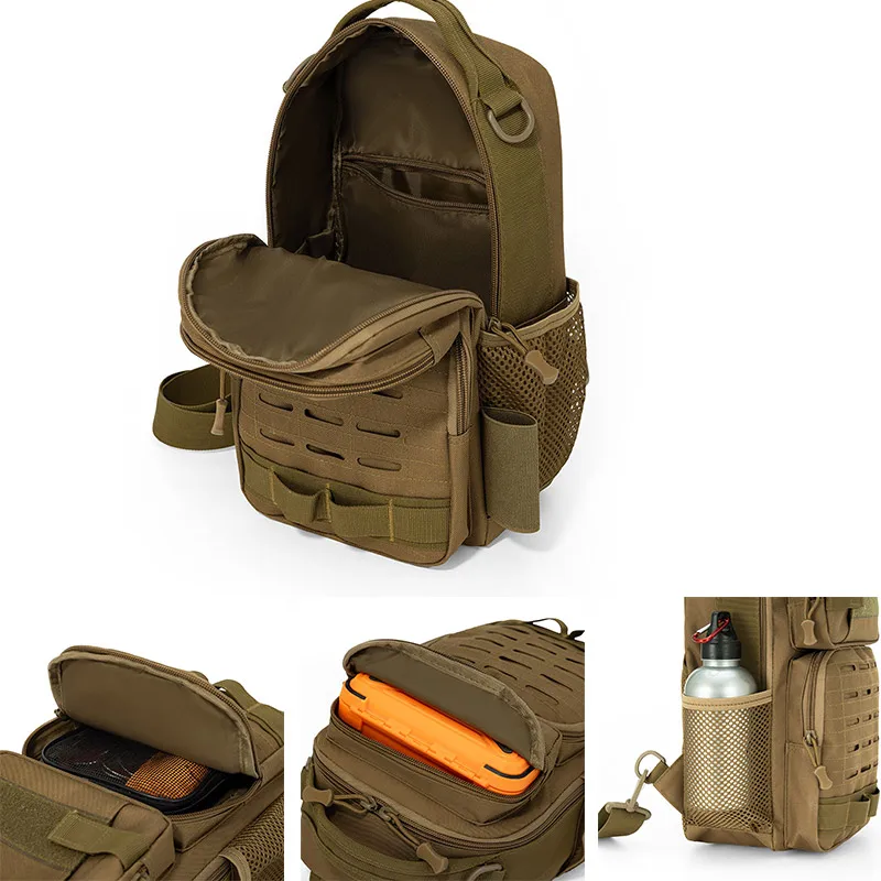Bolsa táctica para escalar en el pecho, accesorios grandes para cajas de peces, señuelo, pesca al aire libre, Camping, senderismo, bolsas con soporte para caña, riñonera Molle - imagen 5
