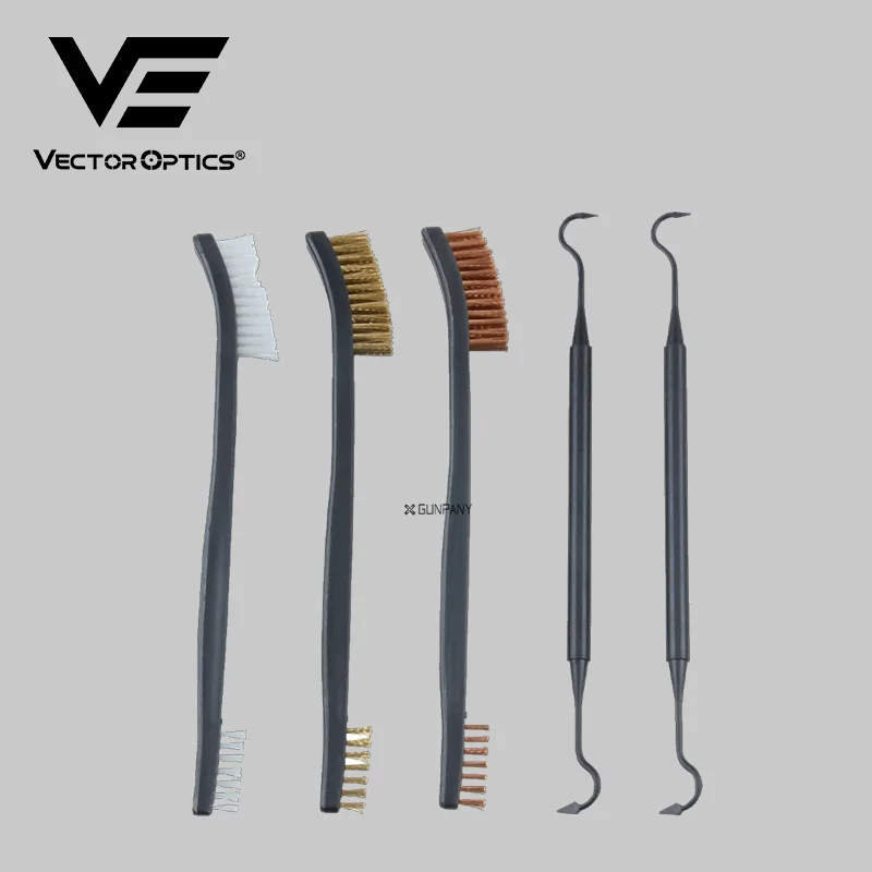 Óptica vectorial, cepillo de alambre de acero de doble extremo y juego de selección de nailon, Kit de limpieza de pistola de caza Universal, herramienta de limpieza de pistola de Rifle táctico