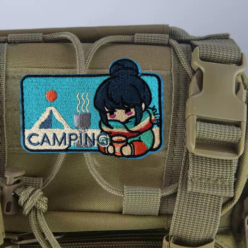 Parche bordado de Chica de Anime para ropa, insignia de moral, gancho, parches militares tácticos, pegatina para mochila, brazalete de ropa - imagen 4