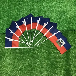 Bandera de mano Haití poliéster doble cara con asta